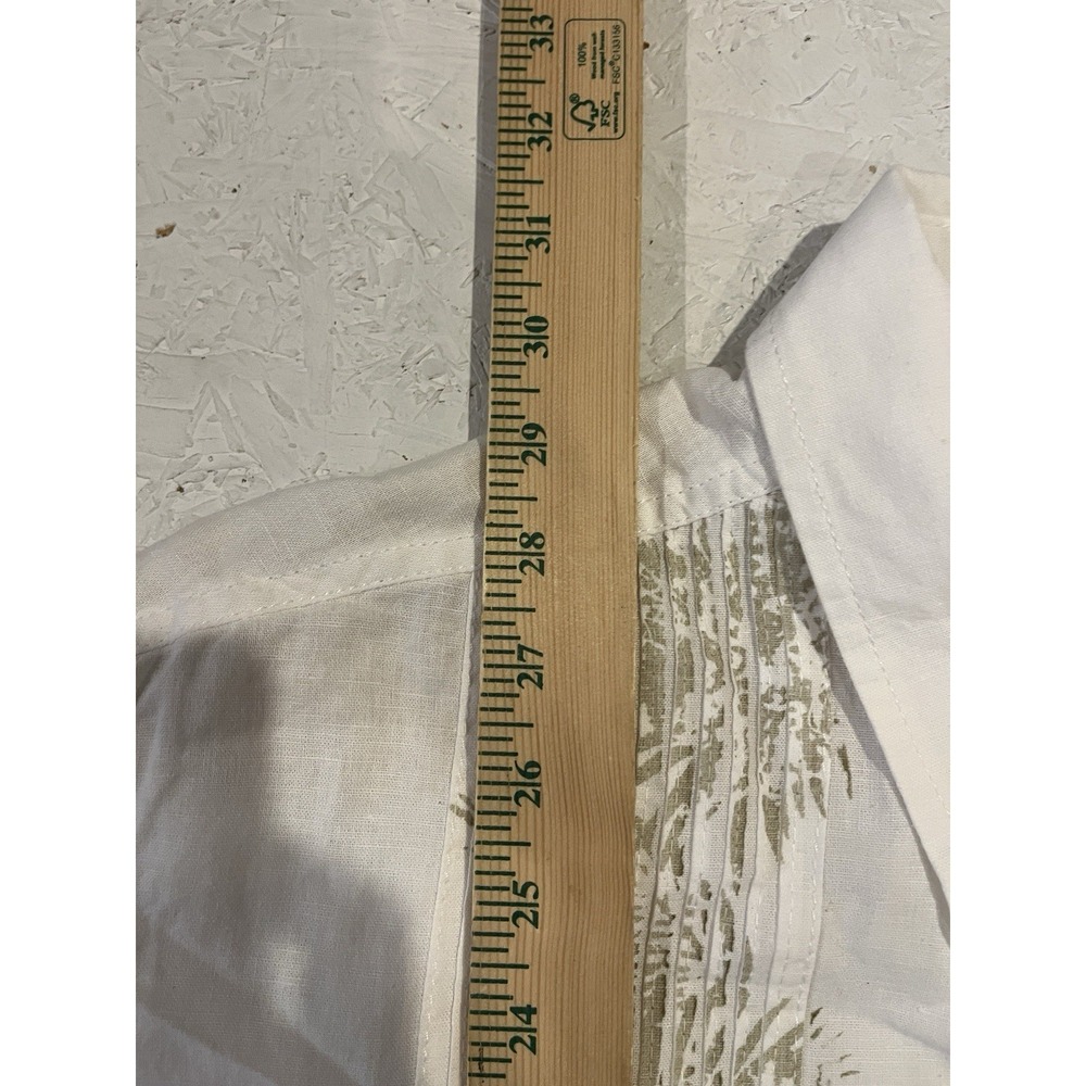Tasso Elba Island Natural Linen Wooden Button Up Shirt Men's Size Large White - Picture 10 of 11